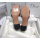 Dior Dway Heeled Black Slides with Metallic Thread and Strass