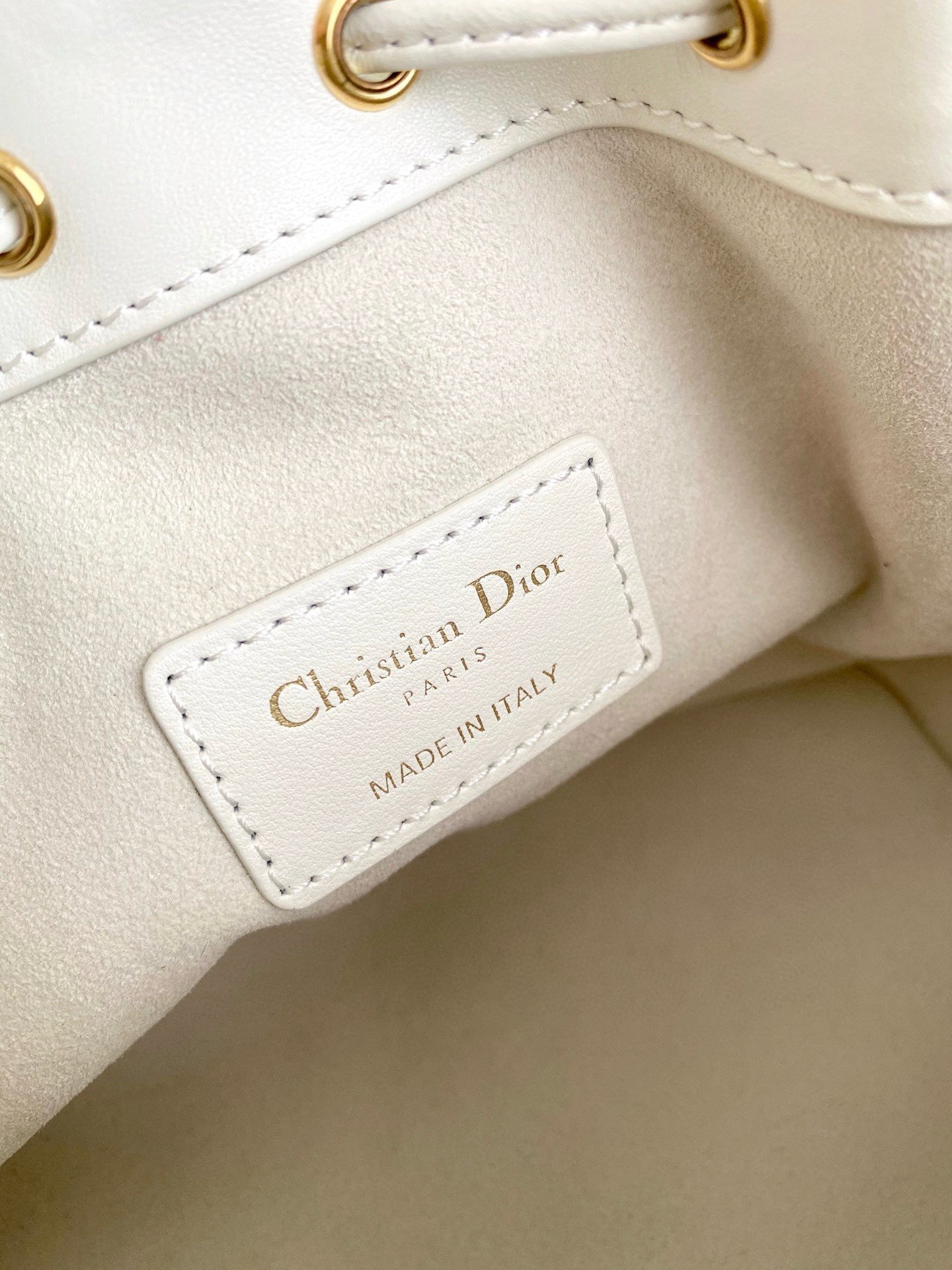 Dior Small Jolie Bucket Bag in White Macrocannage Lambskin