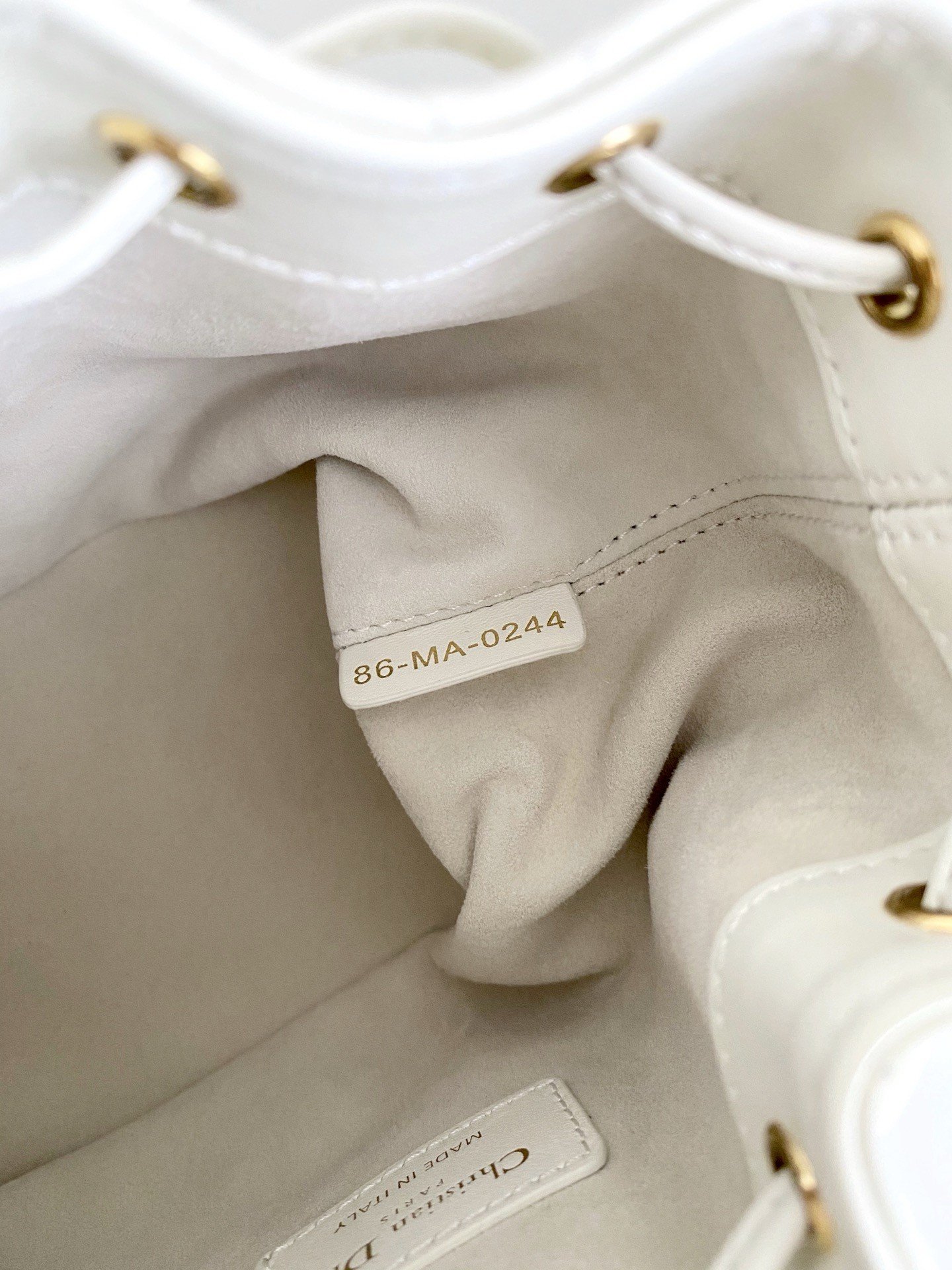 Dior Small Jolie Bucket Bag in White Macrocannage Lambskin