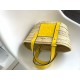 Loewe Small Basket Bag in Raffia and Yellow Calfskin