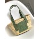 Loewe Small Basket Bag in Raffia and Rosemary Calfskin