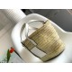 Loewe Medium Basket Bag in Raffia and White Calfskin