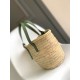 Loewe Medium Basket Bag in Raffia and Rosemary Calfskin