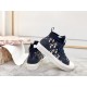 Dior Walk'N'Dior Mid-top Sneakers In Blue Oblique Canvas