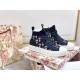 Dior Walk'N'Dior Mid-top Sneakers In Blue Oblique Canvas