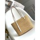 Loewe Small Square Basket Bag in Raffia and White Calfskin