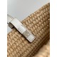 Loewe Small Square Basket Bag in Raffia and White Calfskin