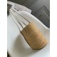 Loewe Small Square Basket Bag in Raffia and White Calfskin