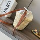 Loewe Drawstring Bucket Bag in Palm Leaf and Brown Calfskin