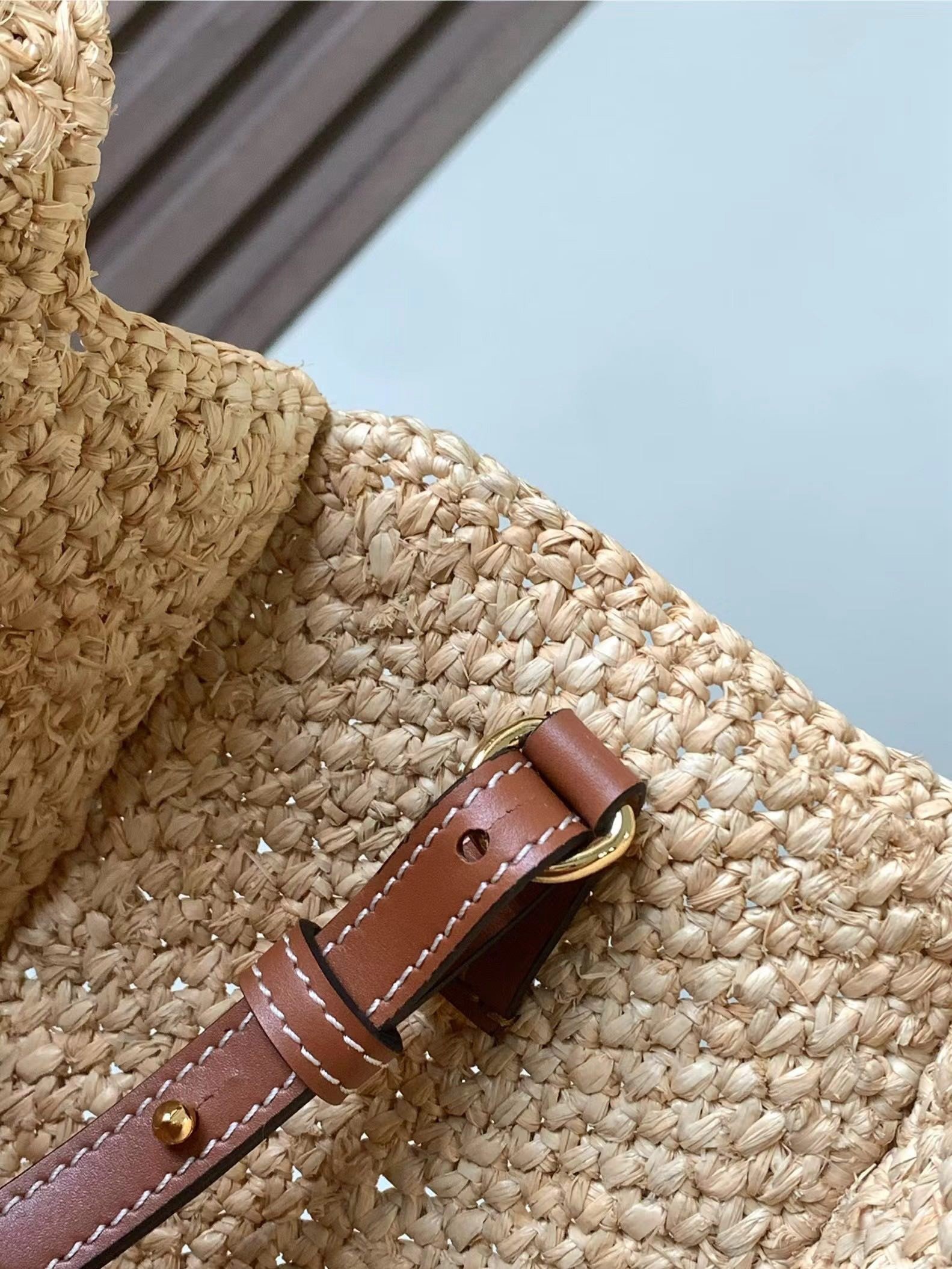 Loewe Small LOEWE Font Tote in Natural Raffia