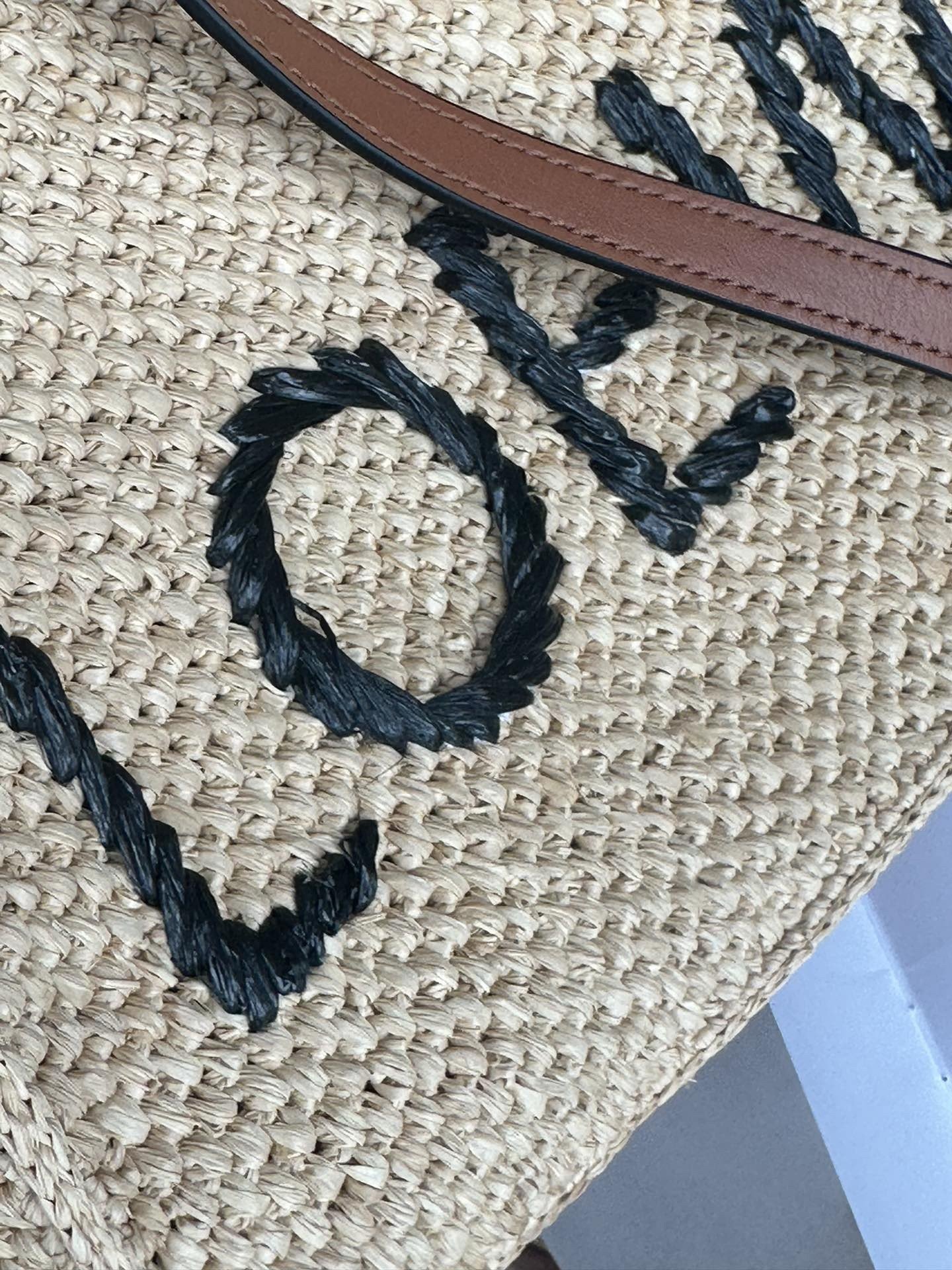 Loewe Small LOEWE Font Tote in Natural Raffia