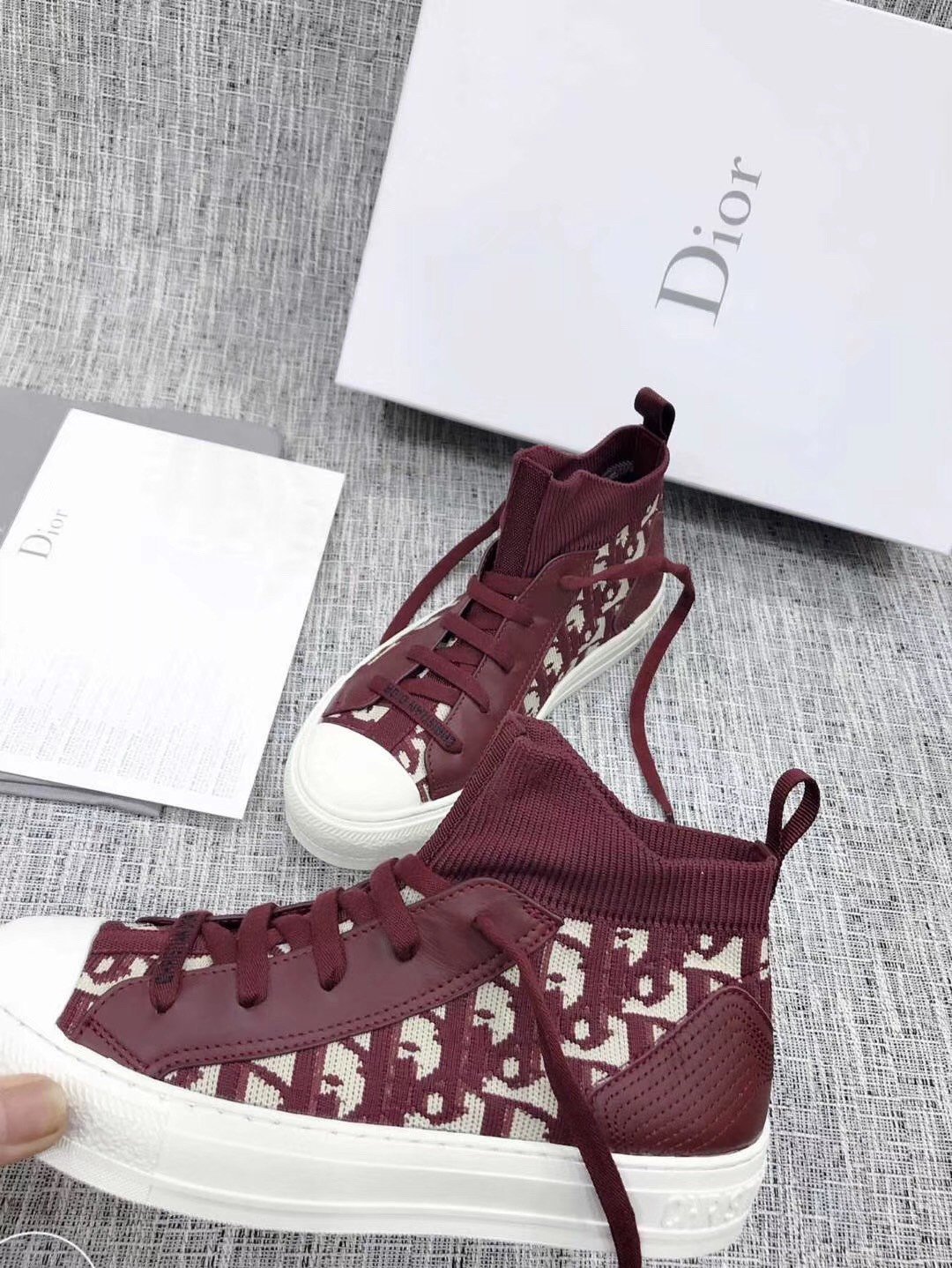 Dior Walk'N'Dior Mid-top Sneakers In Bordeaux Oblique Canvas