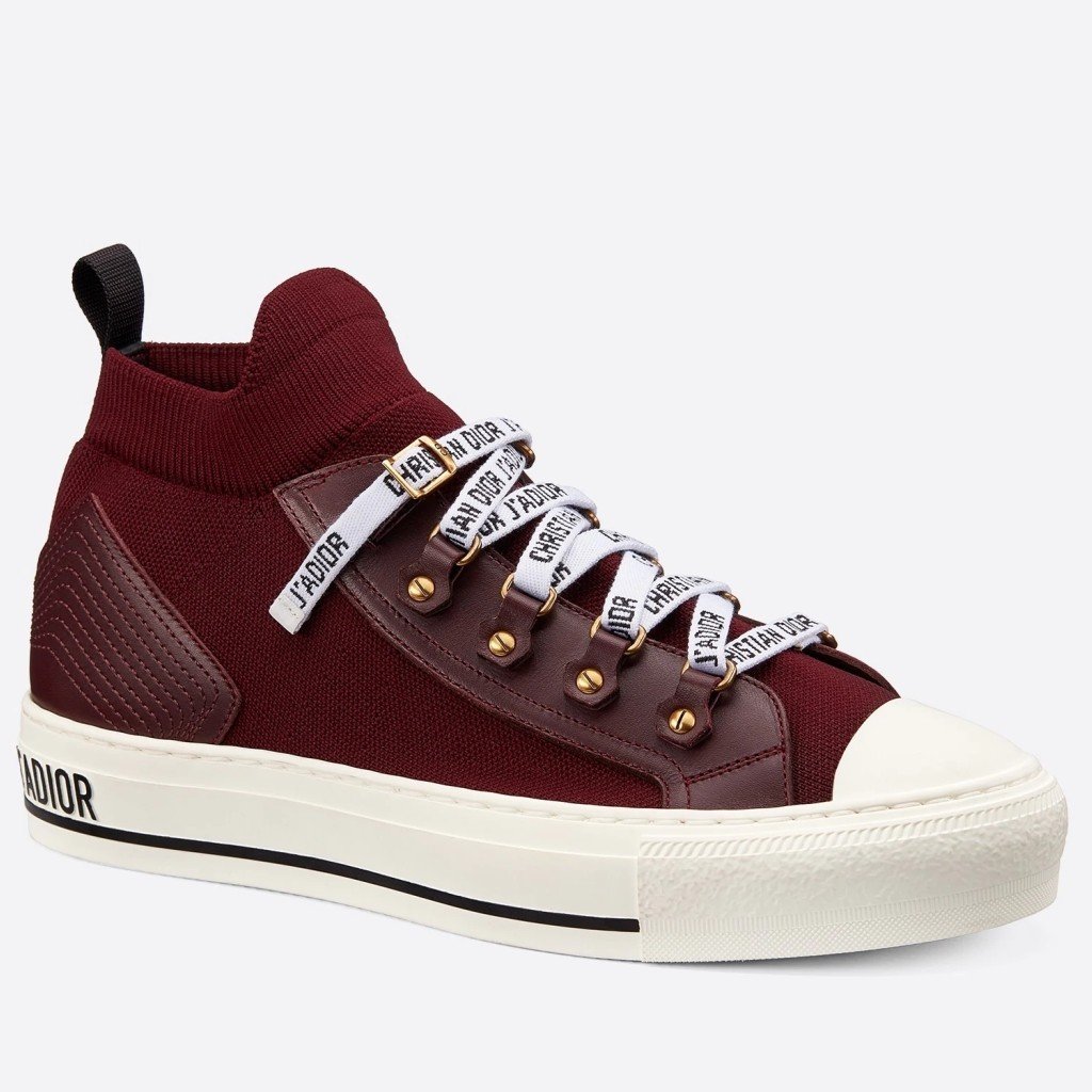 Dior Walk'N'Dior Mid-top Sneakers In Bordeaux Technical Knit