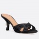 Dior Tribales Heeled Slide Sandals in Black Suede and Strass