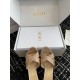 Dior Tribales Heeled Slide Sandals in Nude Suede and Strass