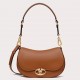 Valentino Garavani Ohval Small Shoulder Bag in Brown Calfskin