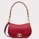 Valentino Garavani Ohval Small Shoulder Bag in Red Calfskin