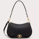 Valentino Garavani Ohval Medium Shoulder Bag in Black Calfskin