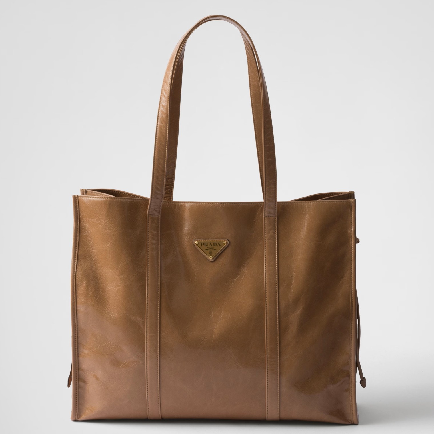 Prada Large Tote Bag in Brown Lambskin