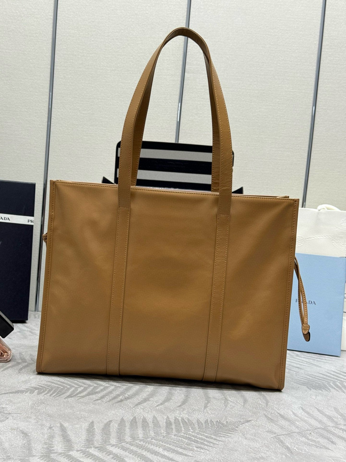 Prada Large Tote Bag in Brown Lambskin