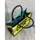 Dior Medium Book Tote Bag in Yellow and Blue Miss Dior Graffiti Embroidery