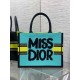 Dior Medium Book Tote Bag in Yellow and Blue Miss Dior Graffiti Embroidery