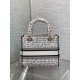 Dior Lady D-Lite Medium Bag in White and Red Je Vous Adore Motif