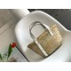 Loewe Small Basket Bag in Raffia and White Calfskin