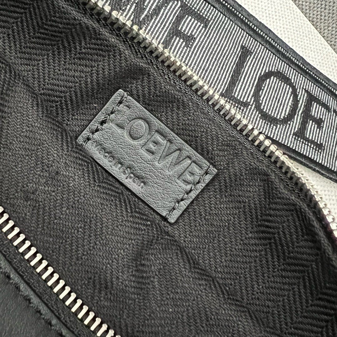 Loewe Anton Sling Bag in Black Calfskin and Jacquard