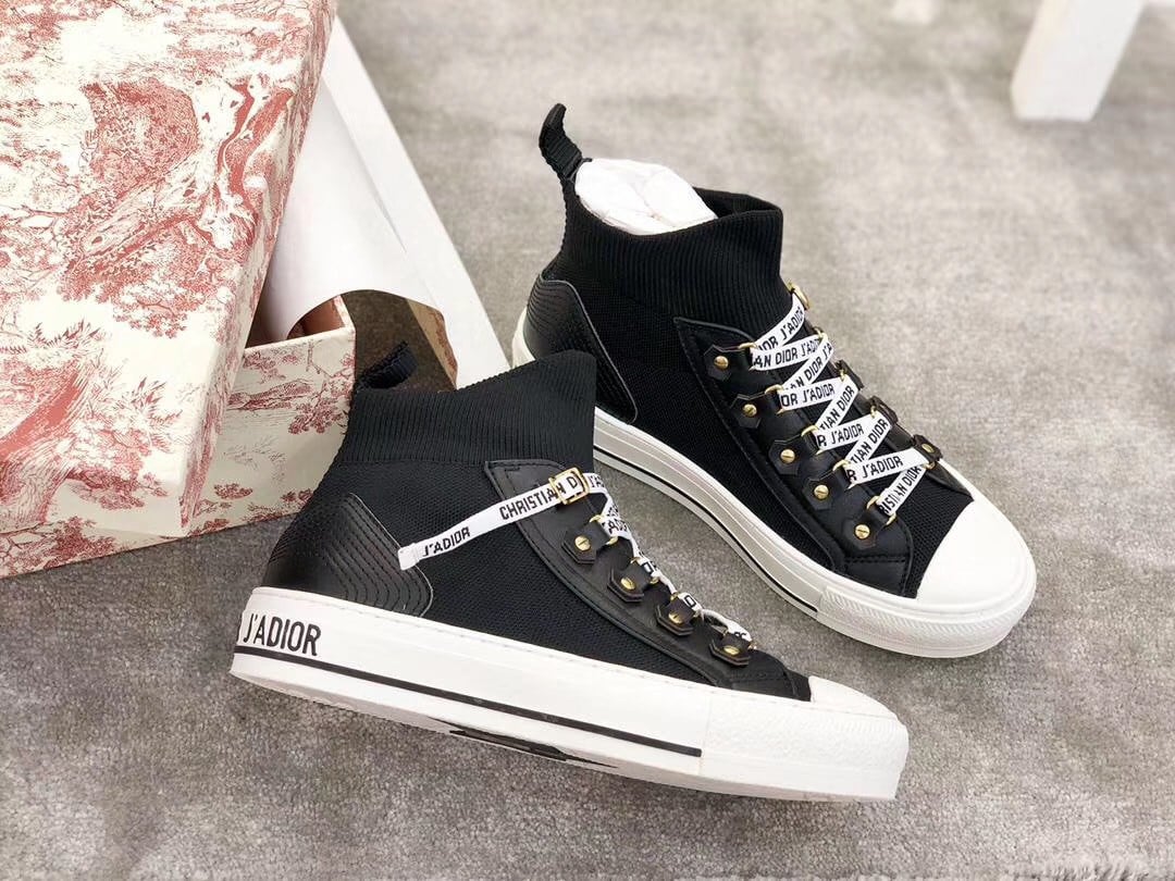 Dior Walk'N'Dior Mid-top Sneakers In Black Technical Knit