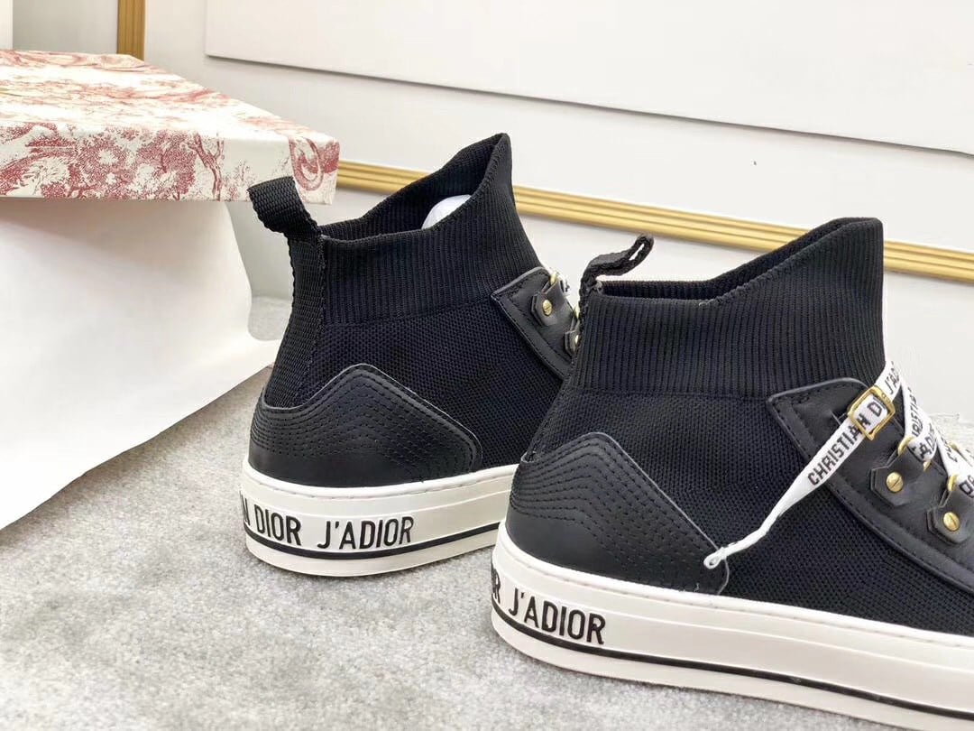 Dior Walk'N'Dior Mid-top Sneakers In Black Technical Knit