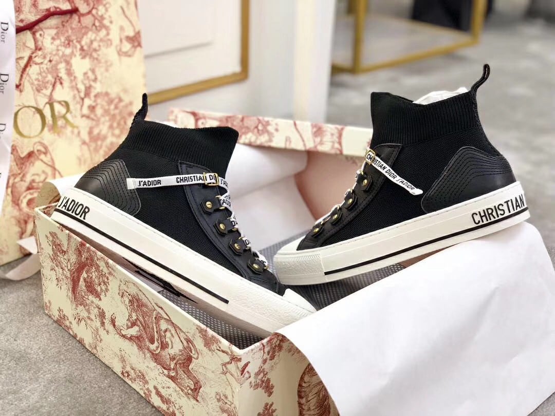 Dior Walk'N'Dior Mid-top Sneakers In Black Technical Knit