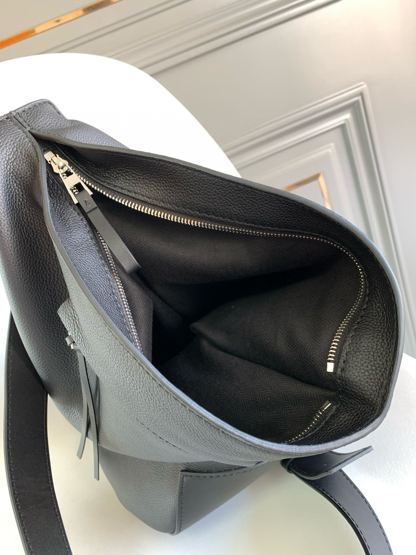 Loewe Anton Sling Bag in Black Grained Calfskin