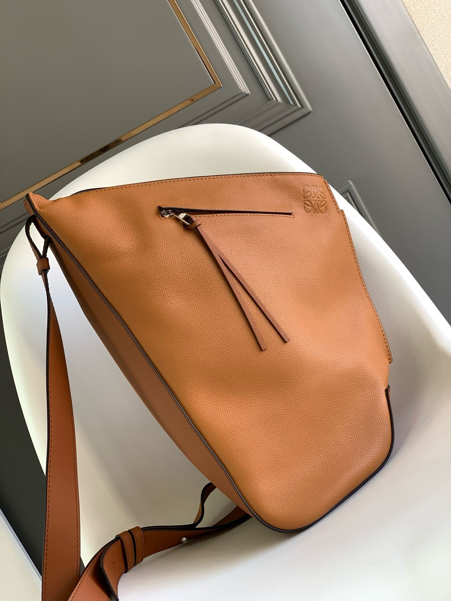 Loewe Anton Sling Bag in Brown Grained Calfskin