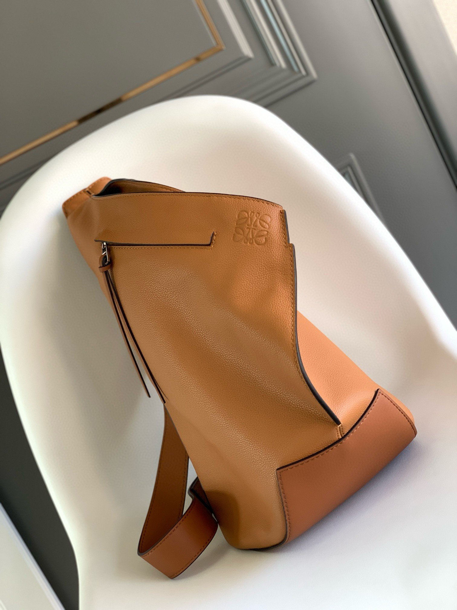 Loewe Anton Sling Bag in Brown Grained Calfskin