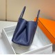 Hermes Garden Party 30 Bag In Blue Saphir Taurillon Leather