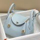 Hermes Lindy Mini Bag In Blue Brume Clemence Leather GHW