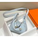 Hermes Lindy Mini Bag In Blue Brume Clemence Leather GHW