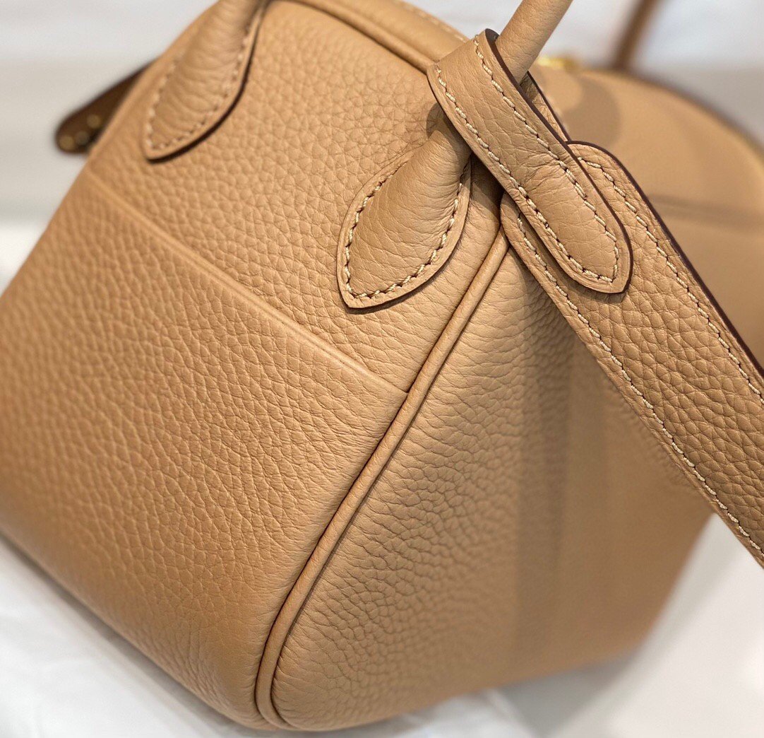 Hermes Lindy Mini Bag In Chai Clemence Leather GHW