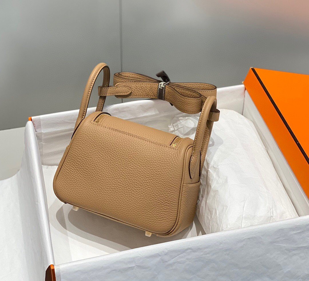 Hermes Lindy Mini Bag In Chai Clemence Leather GHW