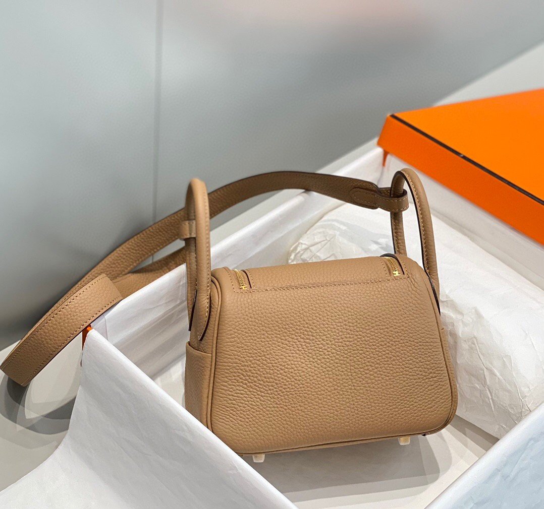 Hermes Lindy Mini Bag In Chai Clemence Leather GHW