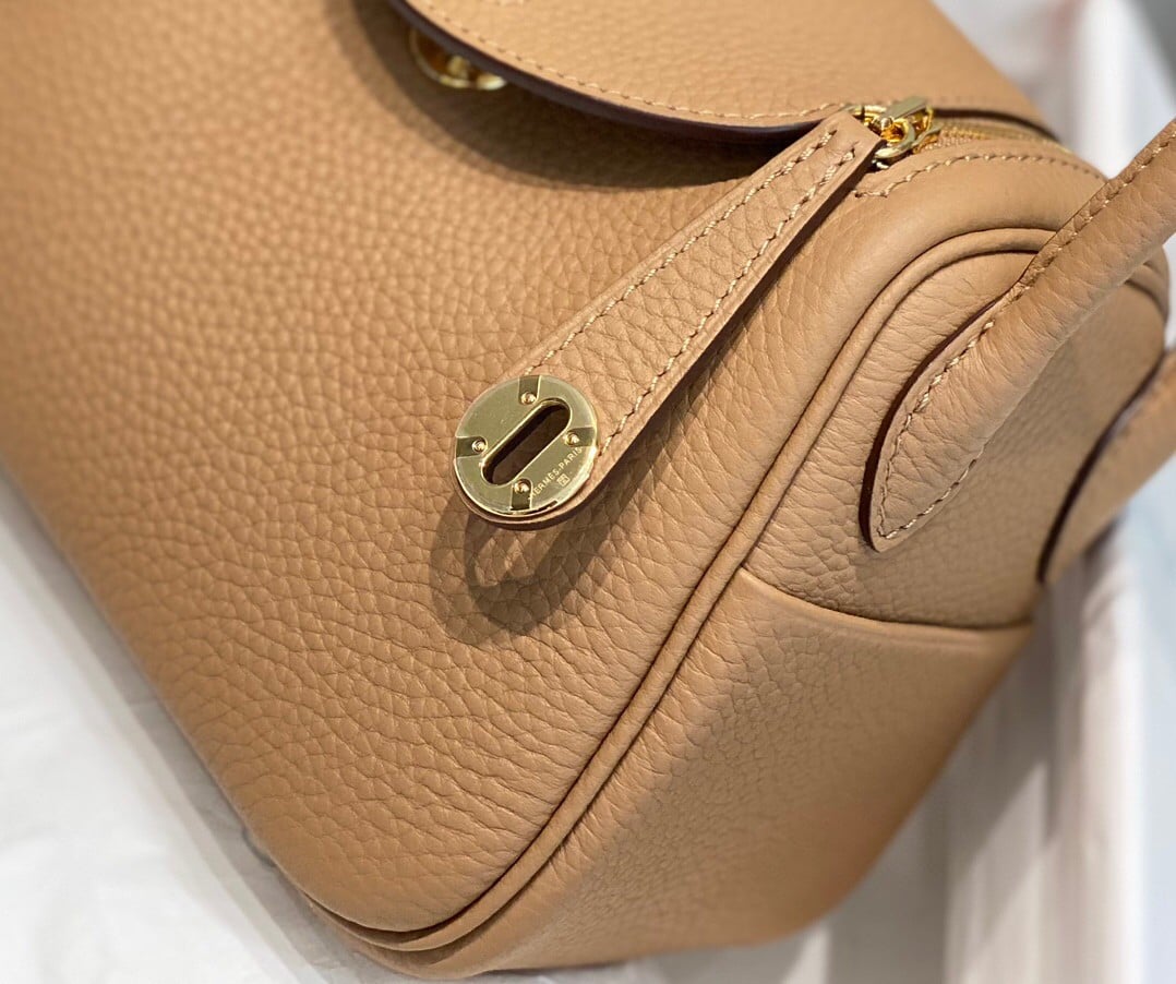 Hermes Lindy Mini Bag In Chai Clemence Leather GHW