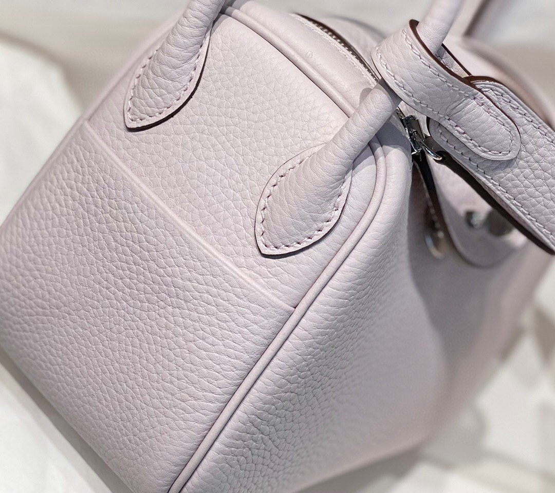 Hermes Lindy Mini Bag In Mauve Pale Clemence Leather PHW