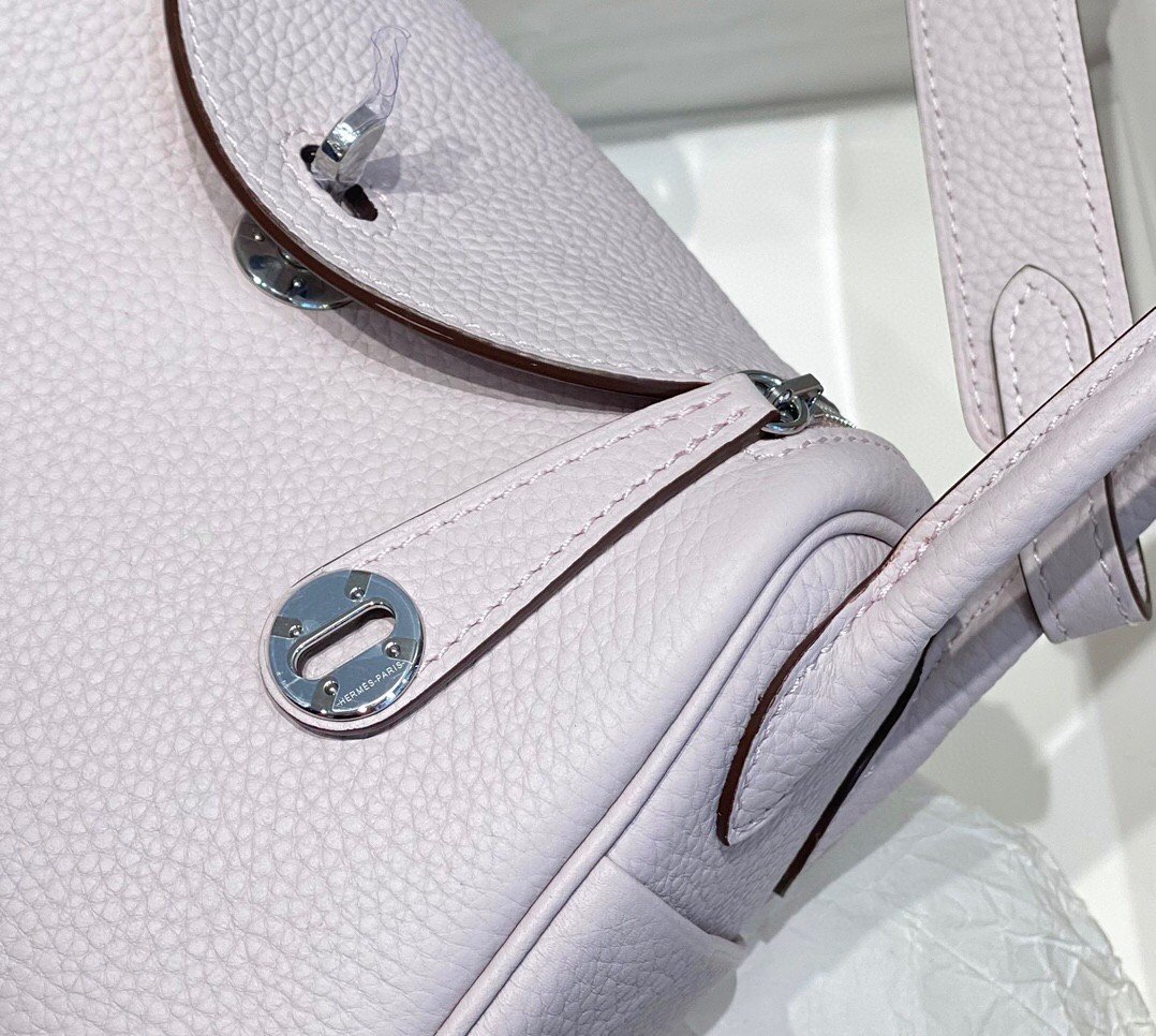 Hermes Lindy Mini Bag In Mauve Pale Clemence Leather PHW