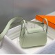 Hermes Lindy Mini Bag In Vert Fizz Clemence Leather PHW