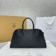 The Row Margaux EW Top Handle Bag in Black Grained Leather