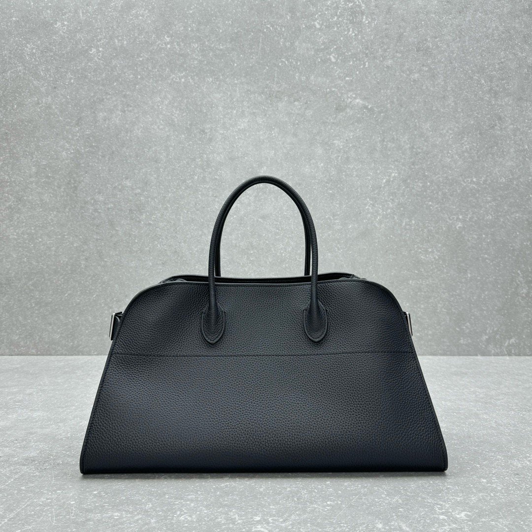 The Row Margaux EW Top Handle Bag in Black Grained Leather