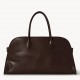 The Row Margaux EW Top Handle Bag in Chocolate Smooth Calfskin