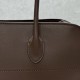 The Row Margaux EW Top Handle Bag in Chocolate Smooth Calfskin