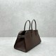 The Row Margaux EW Top Handle Bag in Chocolate Smooth Calfskin